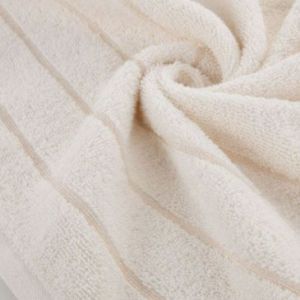 Ręcznik bawełniany DALI z bordiurą w paseczki srebrna nitka 50X90 kremowy