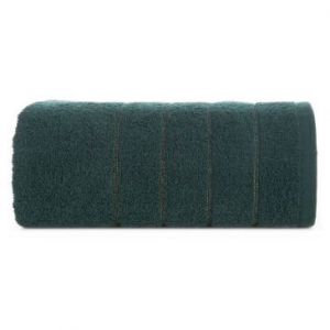 Ręcznik bawełniany DALI z bordiurą w paseczki srebrna nitka 50X90 ciemny zielony