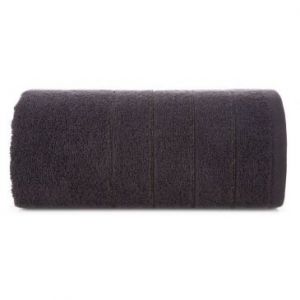 Ręcznik bawełniany DALI z bordiurą w paseczki srebrna nitka 70X140 czarny