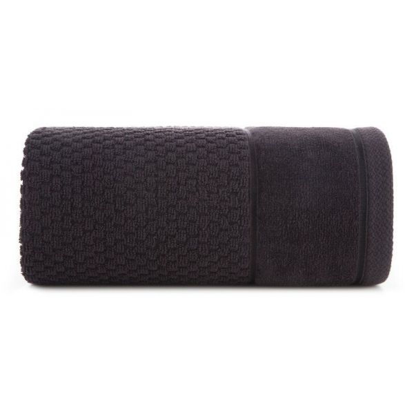 Ręcznik bawełniany z szeroką welurową bordiurą FRIDA 50X90 czarny