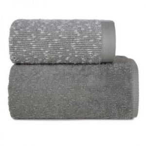 Komplet 2 ręczników z efektem bouclé TAMINA 50x90 i 70x140 stalowy