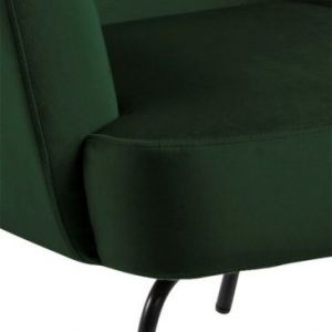 Actona Nowoczesny miękki fotel WELLO metalowe nogi kolor butelkowa zieleń
