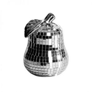 Figurka ceramiczna glamour gruszka MIRONA 9X9X11 srebrna