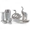 Patera ceramiczna glamour PALMERA 31X17X7 srebrna