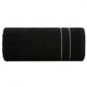 Ręcznik bawełniany ze stebnowaną bordiurą EMINA 50X90 czarny