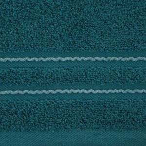 Ręcznik bawełniany ze stebnowaną bordiurą EMINA 70X140 turkusowy