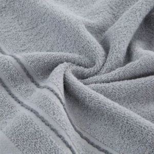 Ręcznik bawełniany ze stebnowaną bordiurą EMINA 50X90 srebrny