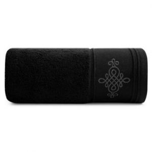 Ręcznik frotte z szeroką bordiurą ornament KLAS 50X90 czarny