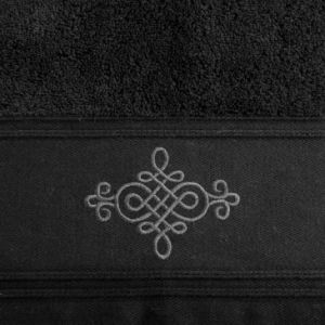 Ręcznik frotte z szeroką bordiurą ornament KLAS 50X90 czarny