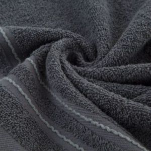 Ręcznik bawełniany ze stebnowaną bordiurą EMINA 70X140 grafitowy