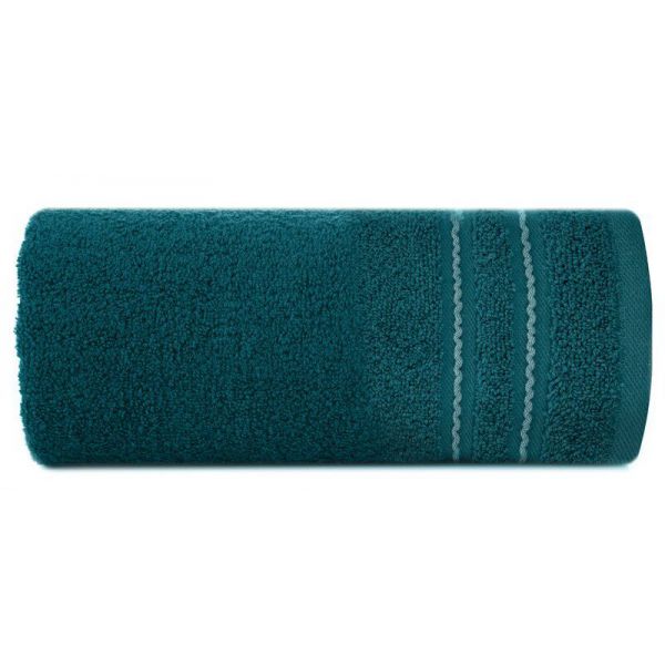 Ręcznik bawełniany ze stebnowaną bordiurą EMINA 30X50 turkusowy