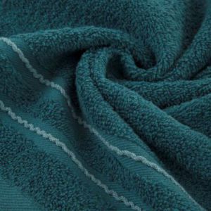Ręcznik bawełniany ze stebnowaną bordiurą EMINA 30X50 turkusowy