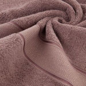 Ręcznik bawełniany z błyszczącą nicią LIANA 70X140 jasnobrązowy
