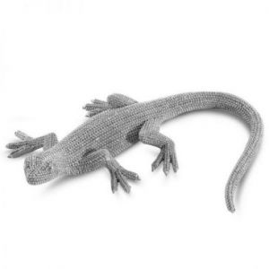 Figurka z żywicy poliestrowej jaszczurka ELDO 22X18X5 srebrna