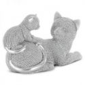 Figurka z żywicy poliestrowej koty ELDO 19X9X12 srebrna