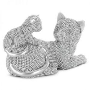 Figurka z żywicy poliestrowej koty ELDO 19X9X12 srebrna