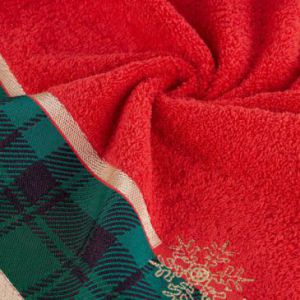 Ręcznik świąteczny z żakardową bordiurą i błyszczącą nicią CHERRY 50X90 czerwony+zielony x6