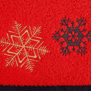Ręcznik świąteczny z haftem śnieżynki CHERRY 70X140 czerwony x3