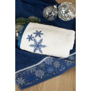 Ręcznik świąteczny z żakardową bordiurą i błyszczącą nicią CAROL 70X140 biały x3