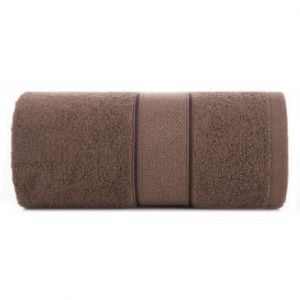 Ręcznik bawełniany z błyszczącą nicią LIANA 70X140 ciemnobrązowy