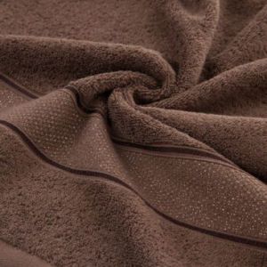 Ręcznik bawełniany z błyszczącą nicią LIANA 30X50 ciemnobrązowy
