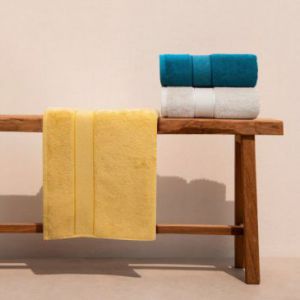 Ręcznik bawełniany z błyszczącą nicią LIANA 30X50 musztardowy
