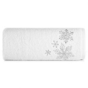 Ręcznik świąteczny haft śnieżynki SANTA 50X90 biały x6