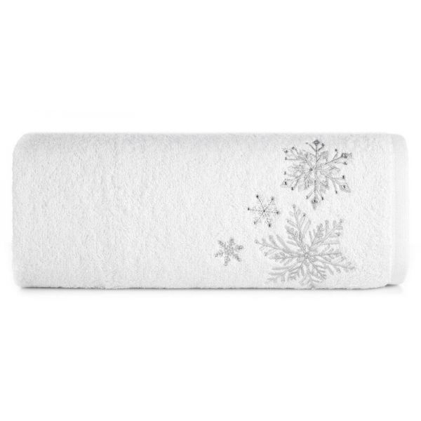 Ręcznik świąteczny haft śnieżynki SANTA 50X90 biały x6