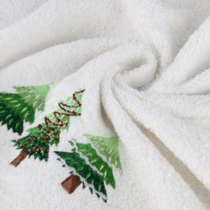 Ręcznik świąteczny haft choinki SANTA 50X90 biały x6