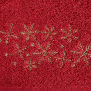 Ręcznik świąteczny haftowane śnieżynki SANTA 50X90 czerwony x6