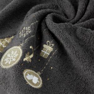 Ręcznik świąteczny haft ozdoby SANTA 50X90 stalowy x6