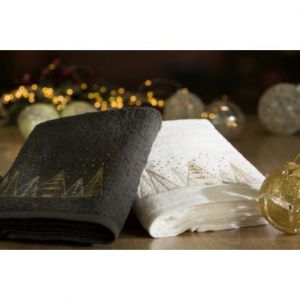 Ręcznik świąteczny haft choinki SANTA 50X90 stalowy x6