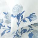 Pościel satynowa z haftem w kwiaty HAFT 220X200 70X80X2 biała+niebieska
