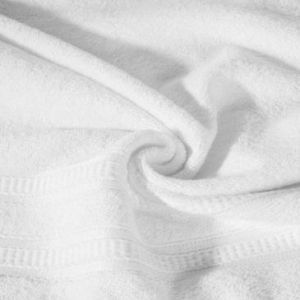 Ręcznik bambusowy z ozdobną bordiurą w pasy MILA 50X90 biały