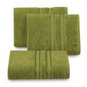 Ręcznik bambusowy z ozdobną bordiurą w pasy MILA 70X140 oliwkowy