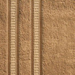 Ręcznik bambusowy z ozdobną bordiurą w pasy MILA 70X140 jasnobrązowy