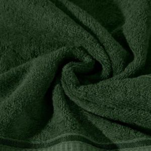 Ręcznik bambusowy z ozdobną bordiurą w pasy MILA 50X90 ciemny zielony