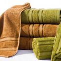 Ręcznik bambusowy z ozdobną bordiurą w pasy MILA 70X140 turkusowy