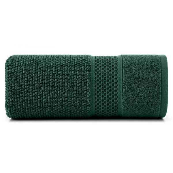 Ręcznik bawełniany z wytłaczaną bordiurą i błyszczącą nicią DANNY 30X50 ciemny zielony