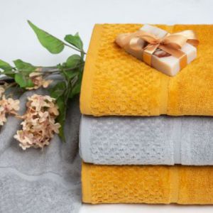 Ręcznik frotte z welurową bordiurą z dodatkiem lśniącej nici IBIZA 30X50 stalowy