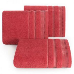 Ręcznik frotte z bordurą w stylu fastrygi POLA 70X140 czerwony