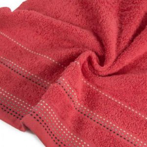 Ręcznik frotte z bordurą w stylu fastrygi POLA 70X140 czerwony
