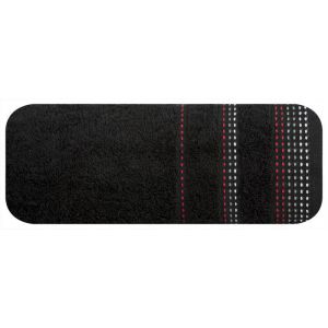 Ręcznik frotte z bordurą w stylu fastrygi POLA 70X140 czarny