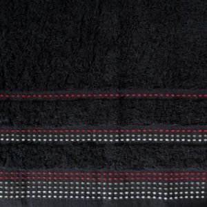 Ręcznik frotte z bordurą w stylu fastrygi POLA 70X140 czarny