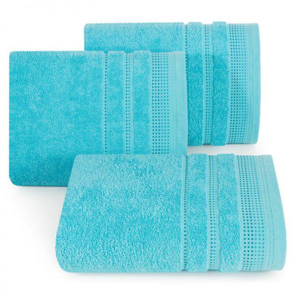 Ręcznik frotte z bordurą w stylu fastrygi POLA 30X50 niebieski