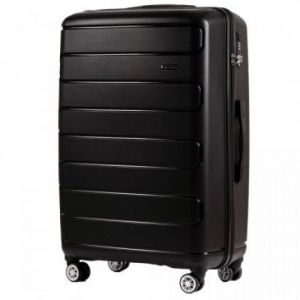 Wings Duża walizka podróżna na kółkach L z polipropulenu czarna