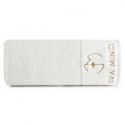Ręcznik bawełniany z welurową bordiurą i haftem Eva Minge 30X50 kremowy