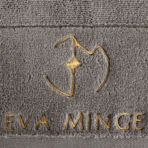 Ręcznik bawełniany z welurową bordiurą i haftem Eva Minge 30X50 srebrny