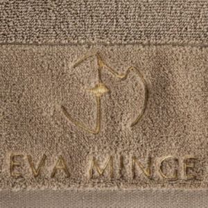 Ręcznik bawełniany z welurową bordiurą i haftem Eva Minge 30X50 beżowy