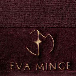 Ręcznik bawełniany z welurową bordiurą i haftem Eva Minge 30X50 bordowy